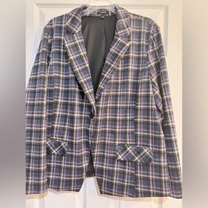 Torrid Plaid Blazer - Black, Purple, White